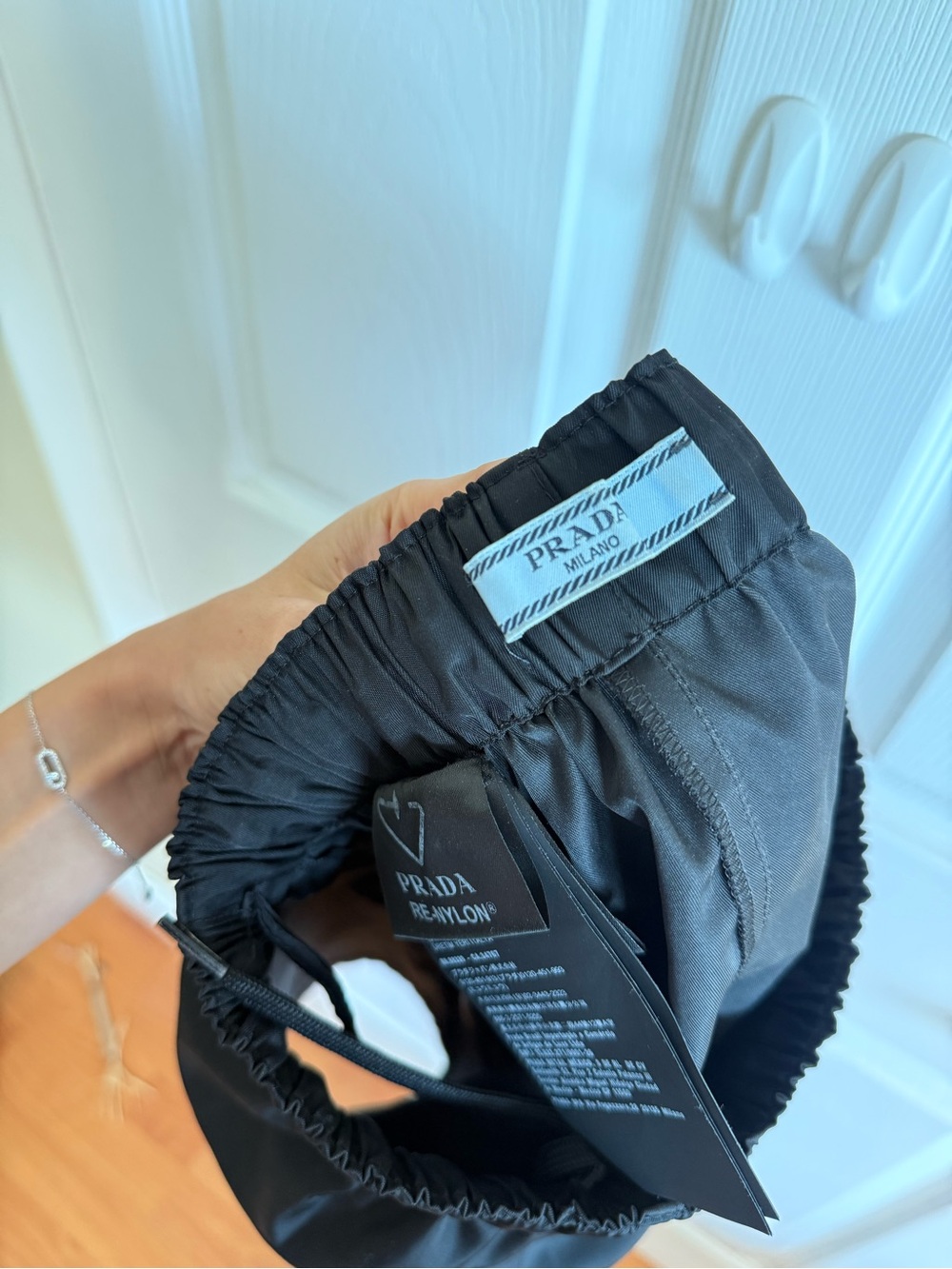 Prada Black Elastic-Waist Nylon Shorts - Picture 9 of 11